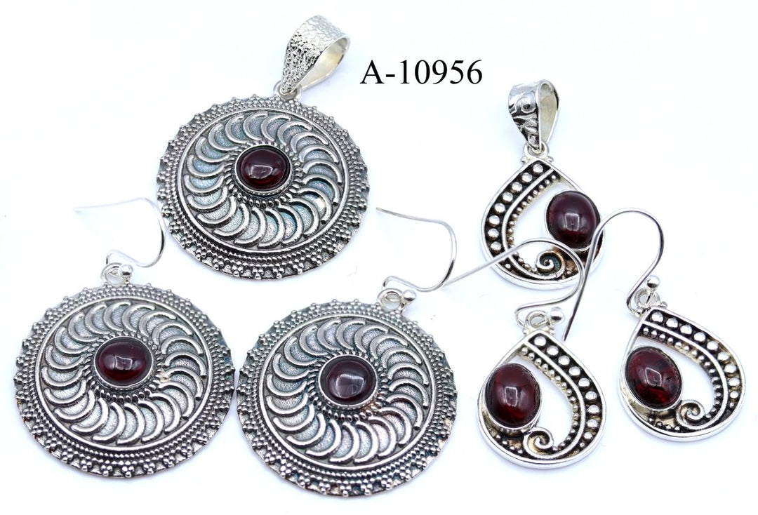 A-10956 Garnet 925 Sterling Silver Jewelry 20g