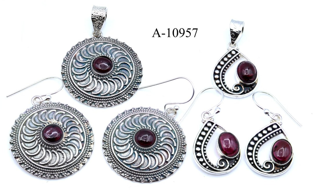 A-10957 Garnet 925 Sterling Silver Jewelry 20g