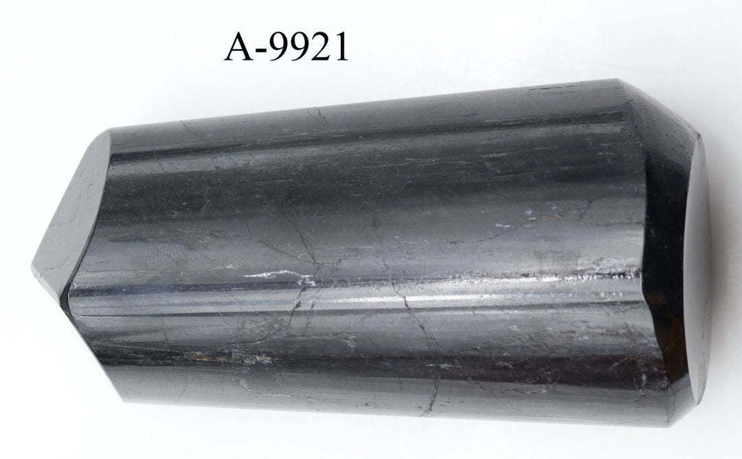 A - 9921 Black Tourmaline Full Polished Tower 12.8oz.Crystal River Gems