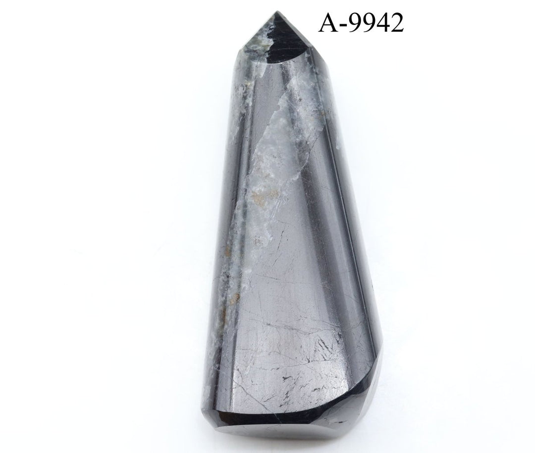 A - 9942 Black Tourmaline Full Polished Tower 5.8oz.Crystal River Gems
