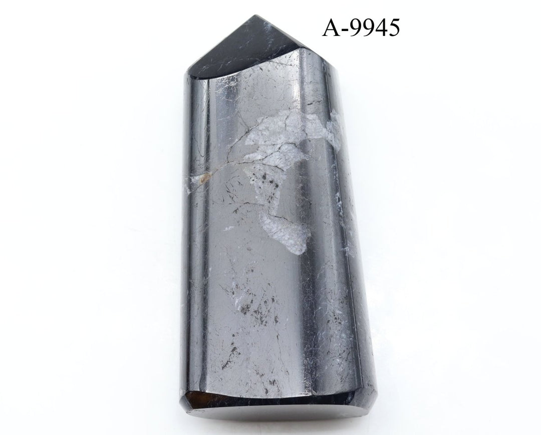 A - 9945 Black Tourmaline Full Polished Tower 8.6oz.Crystal River Gems