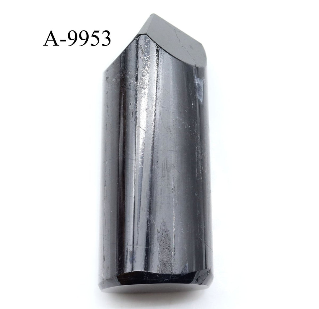 A - 9953 Black Tourmaline Full Polished Tower 6.3oz.Crystal River Gems