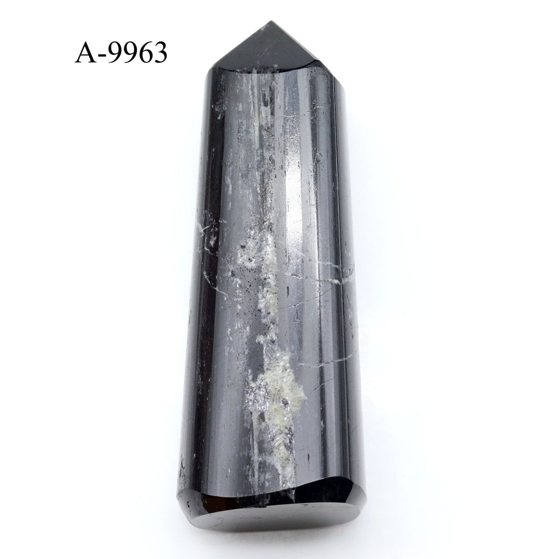 A - 9963 Black Tourmaline Full Polished Tower 11.0oz.Crystal River Gems