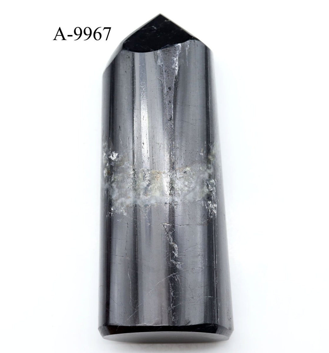 A - 9967 Black Tourmaline Full Polished Tower 10.6oz.Crystal River Gems