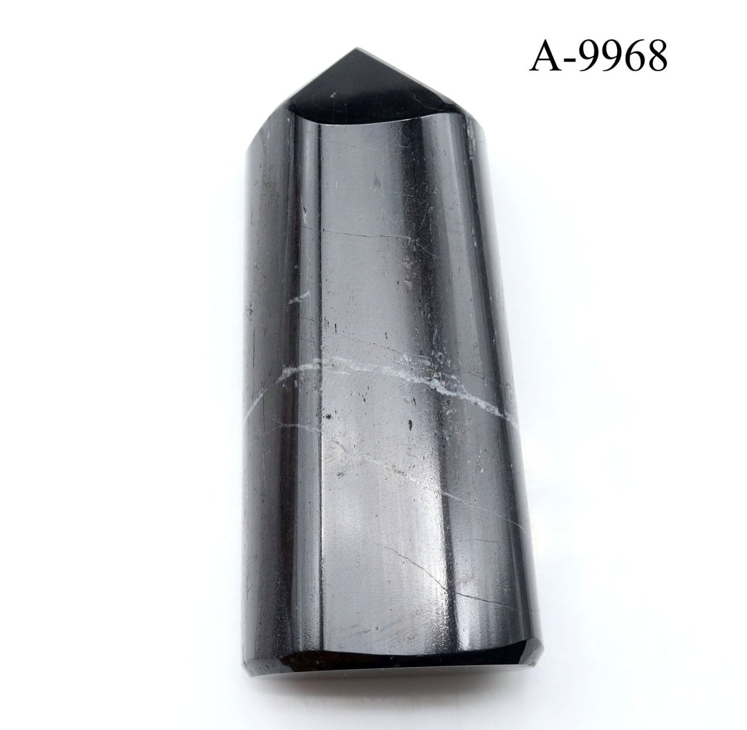 A - 9968 Black Tourmaline Full Polished Tower 8.3oz.Crystal River Gems