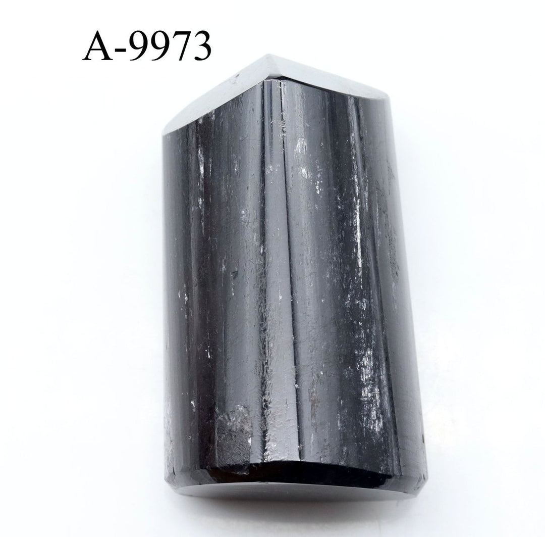 A - 9973 Black Tourmaline Full Polished Tower 6.5oz.Crystal River Gems