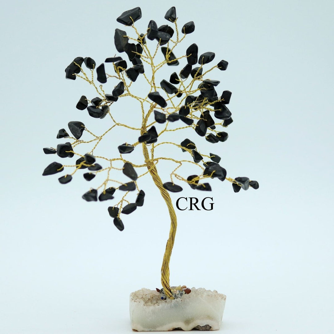 Black Tourmaline Tree On Crystal Cluster w/ Gold WireCrystal River Gems