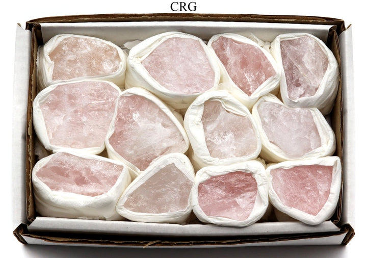 Rose Quartz Rough Boxed Flat (12 Piece Flat) (1 To 2 Inches) Bulk Wholesale Crystals Minerals GemstonesCrystal River Gems