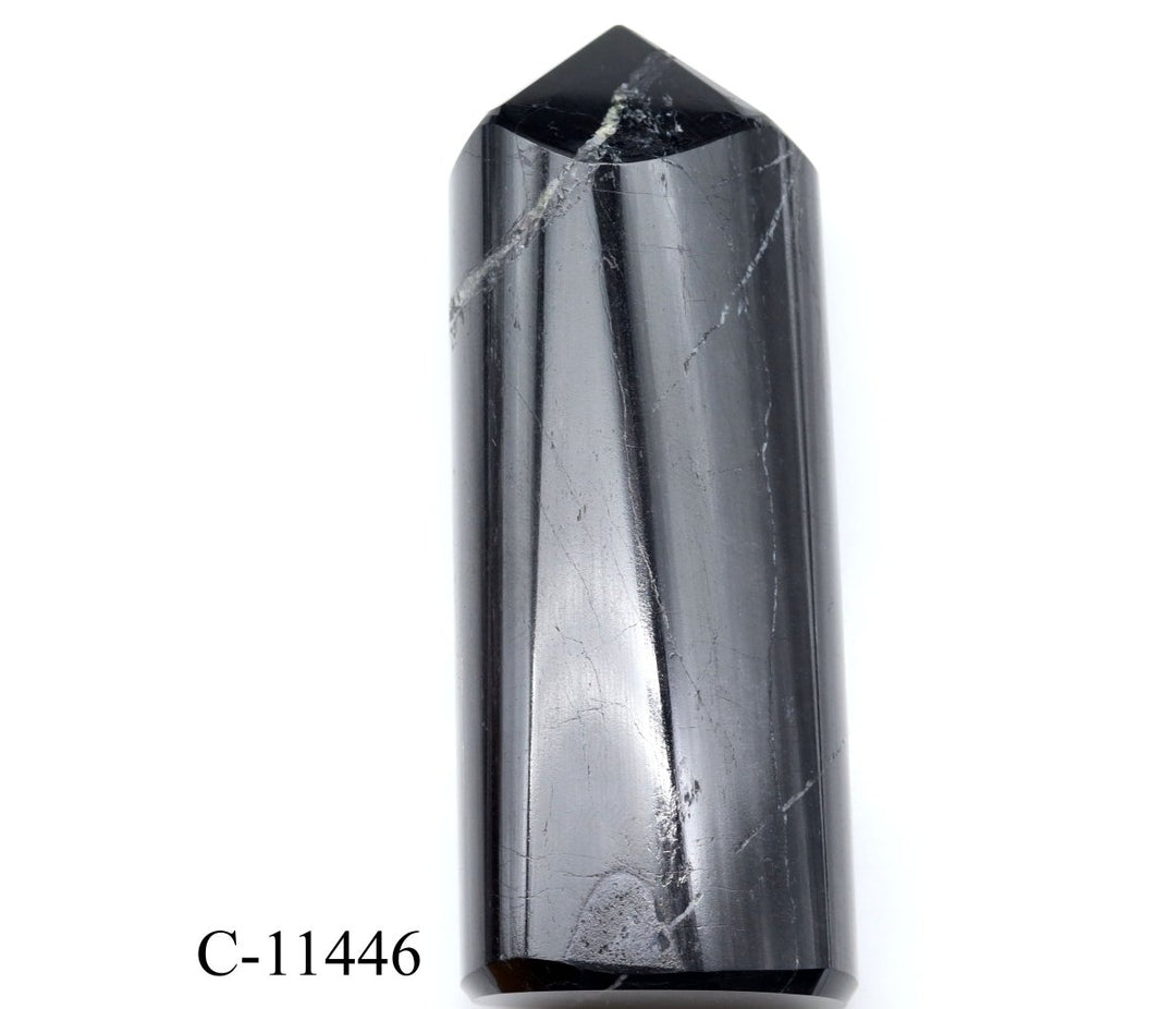 C - 11446 Black Tourmaline Full Polished Tower 9.7oz.Crystal River Gems