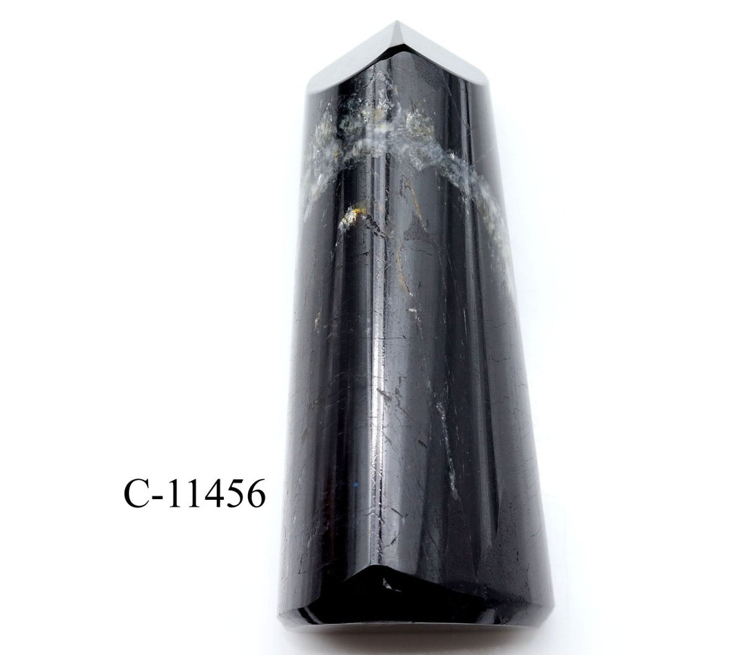 C - 11456 Black Tourmaline Full Polished Tower 9.9oz.Crystal River Gems