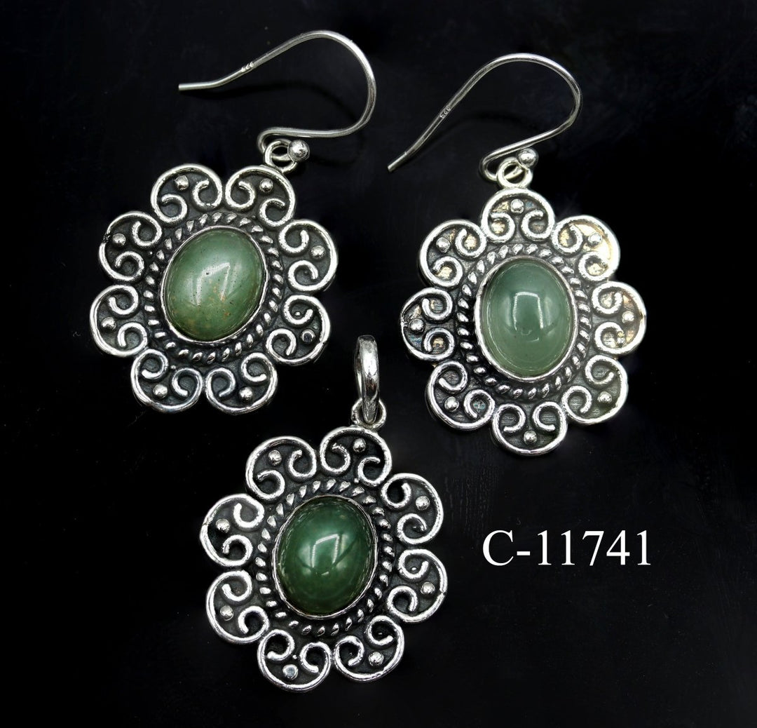 C - 11741 Green Aventurine 925 Sterling Silver JewelryCrystal River Gems