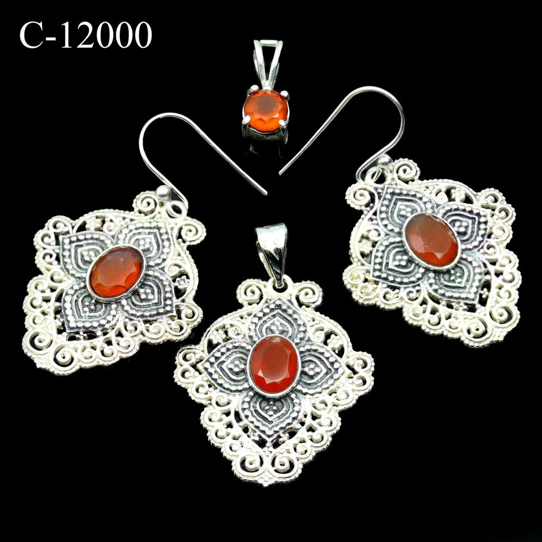C - 12000 Carnelian 925 Sterling Silver JewelryCrystal River Gems