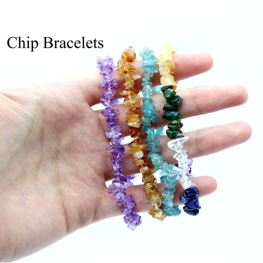 24 Piece Flat - Assorted Gemstone Chip Bracelets