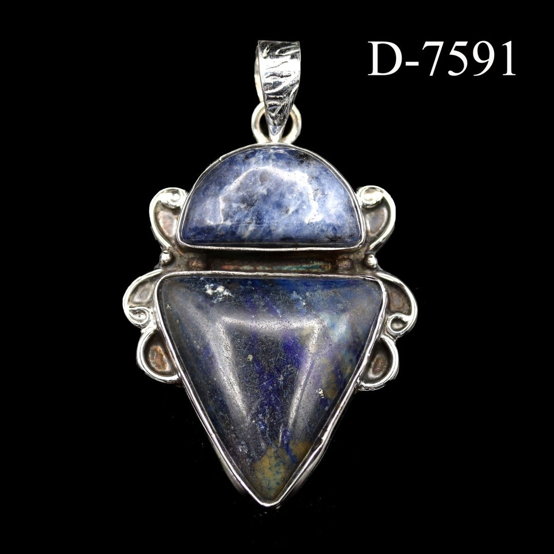 D - 7591 Lapis Lazuli 925 Sterling Silver PendantCrystal River Gems