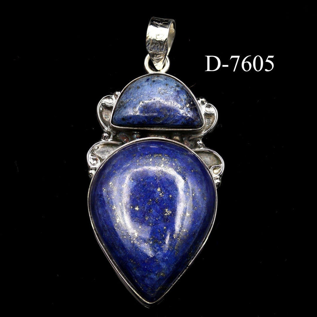 D - 7605 Lapis Lazuli 925 Sterling Silver PendantCrystal River Gems