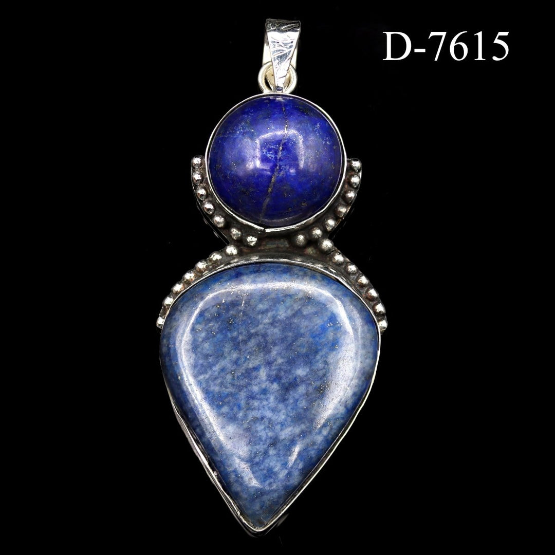 D - 7615 Lapis Lazuli 925 Sterling Silver PendantCrystal River Gems