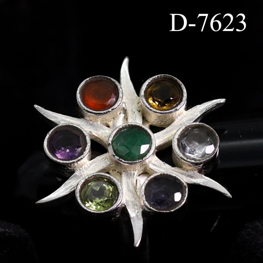 D - 7623 - Multistone Sterling Silver Ring / SIZE 5Crystal River Gems