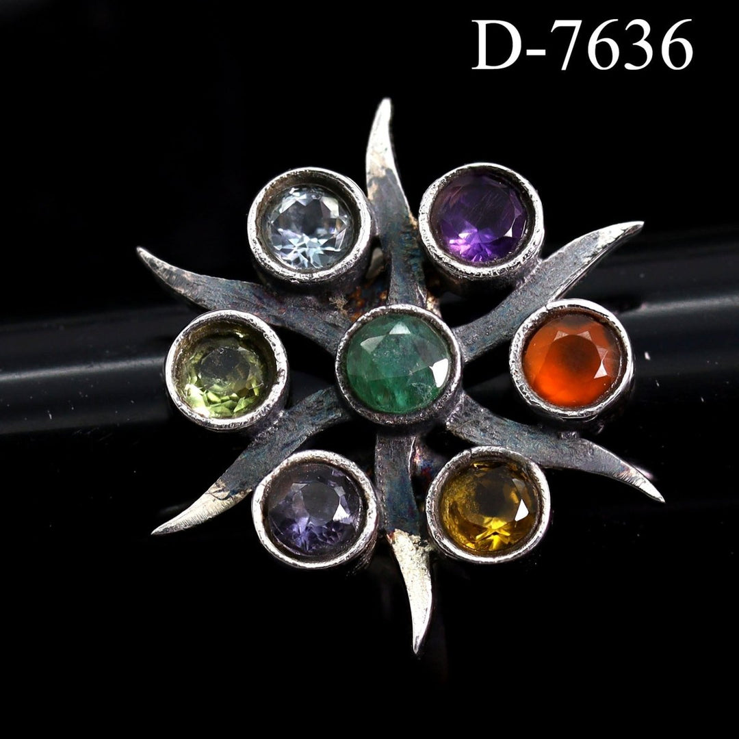 D - 7636 - Multistone Sterling Silver Ring / SIZE 8Crystal River Gems