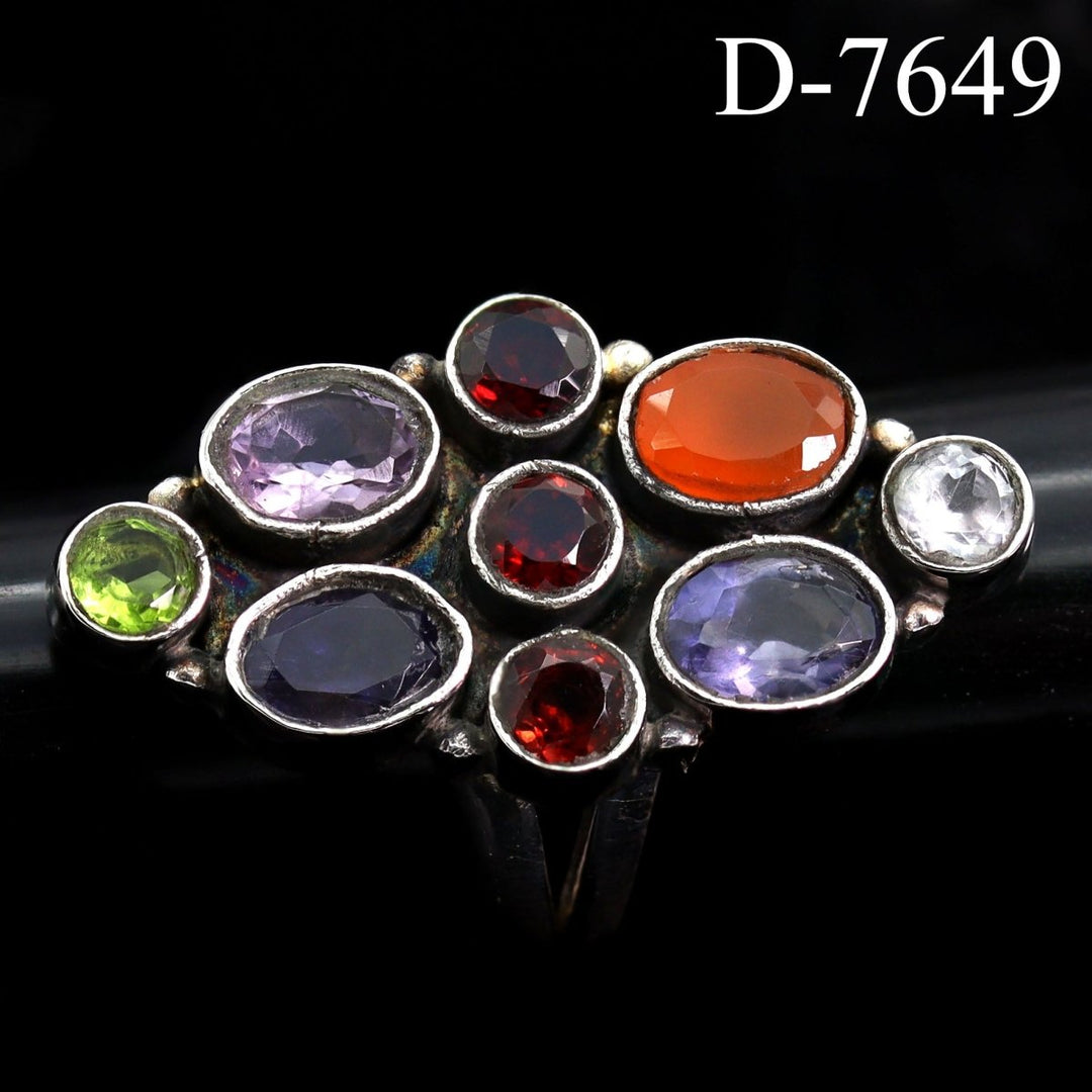 D - 7649 - Multistone 925 Sterling Silver Ring / SIZE 6Crystal River Gems