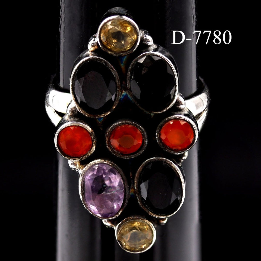 D - 7780 - Multistone Sterling Silver Ring / SIZE 8Crystal River Gems