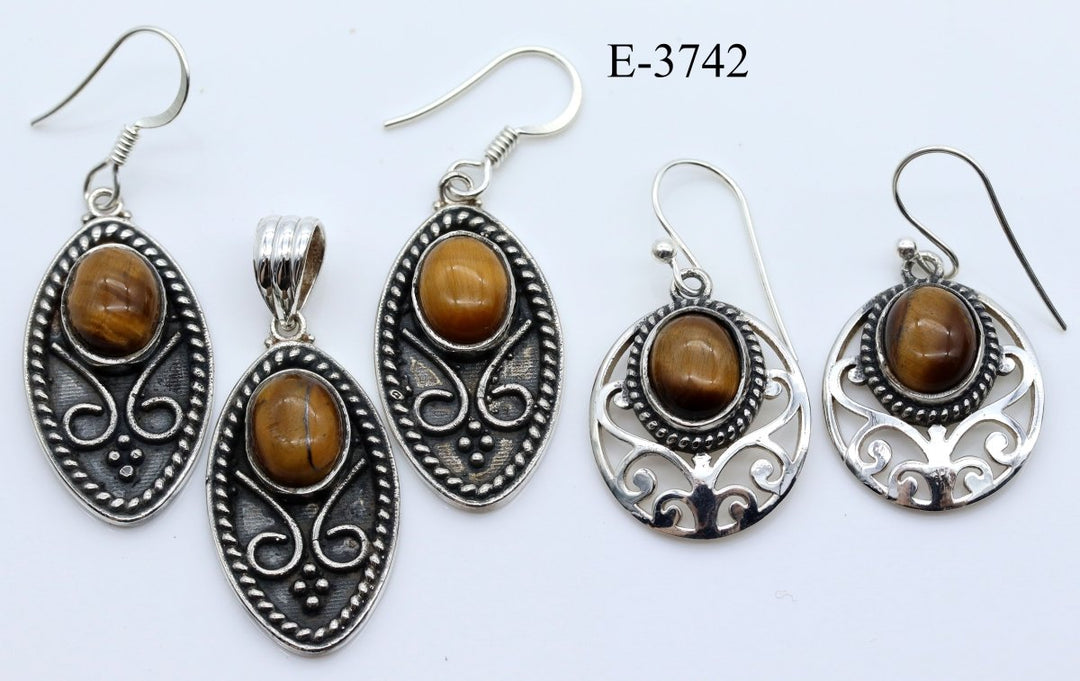 E - 3742 Tiger's Eye 925 Sterling Silver JewelryCrystal River Gems