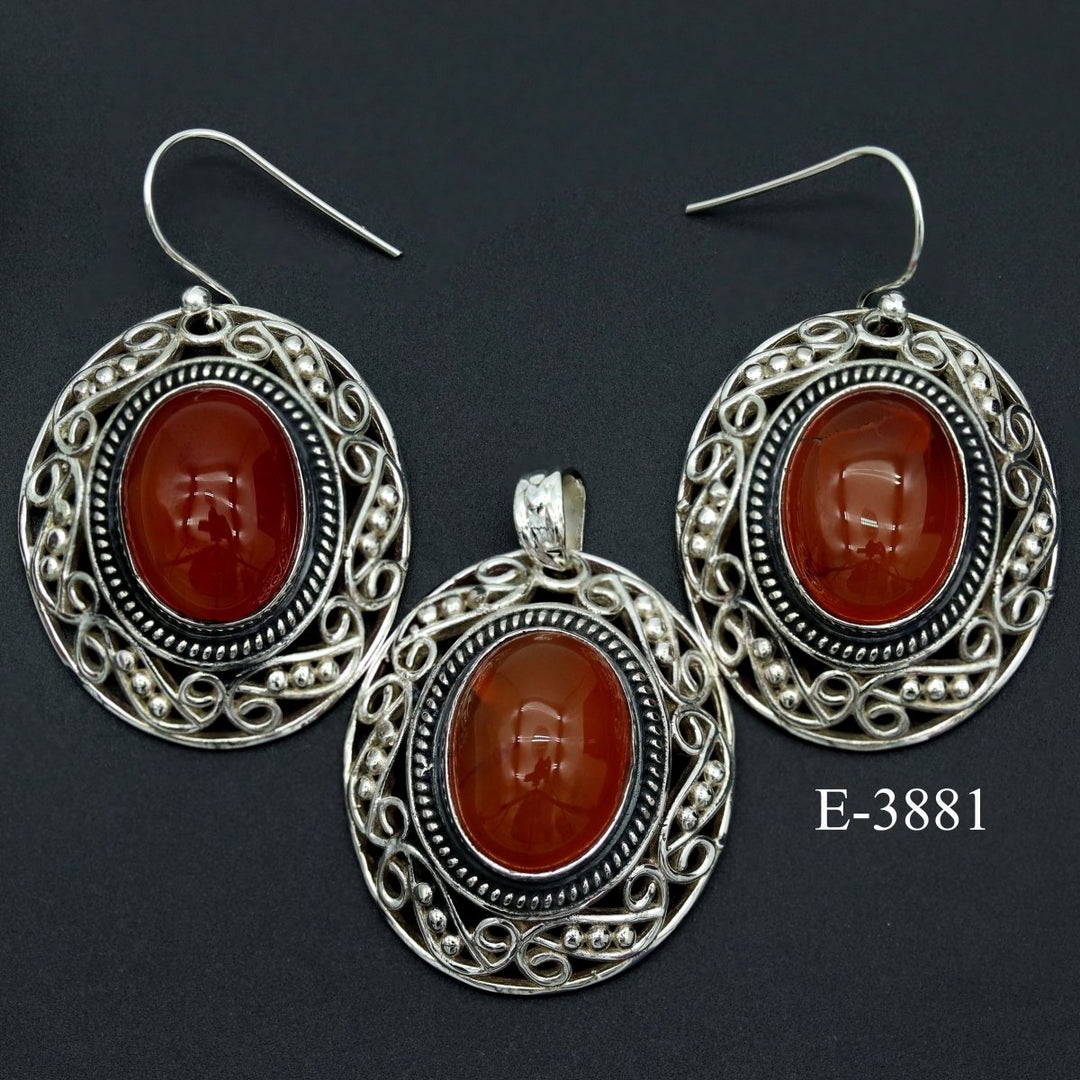 E-3881 Carnelian 925 Sterling Silver Jewelry