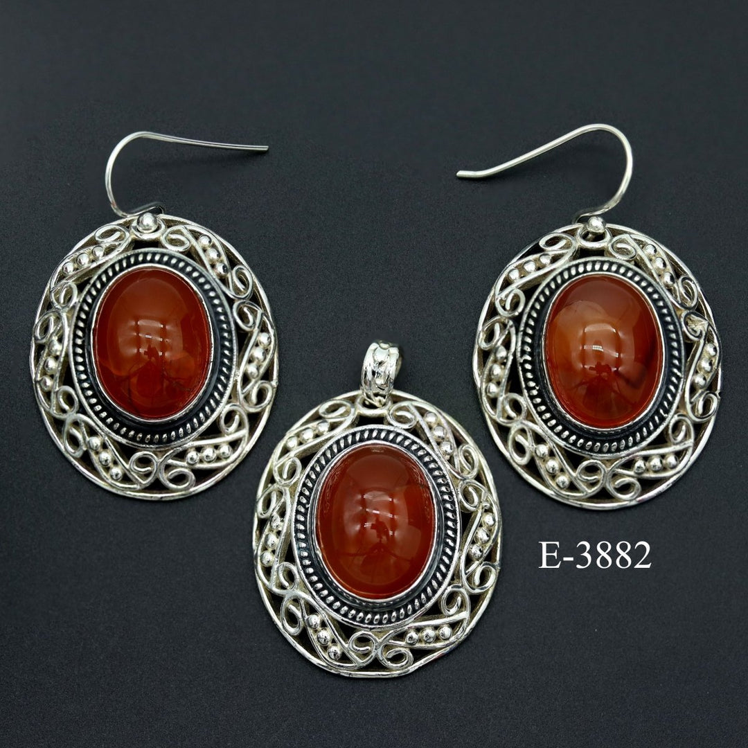 E - 3882 Carnelian 925 Sterling Silver JewelryCrystal River Gems