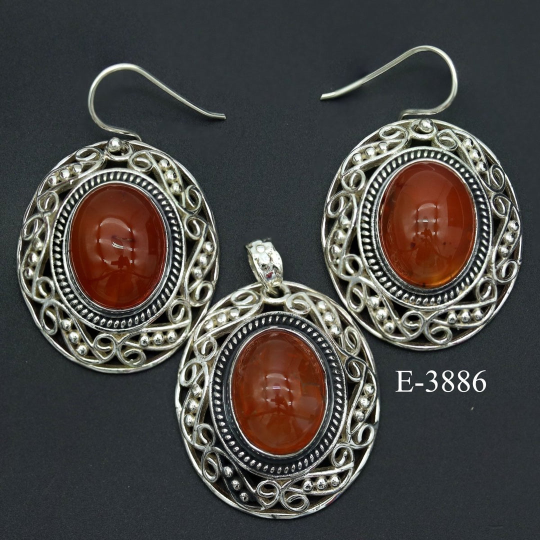 E - 3886 Carnelian 925 Sterling Silver JewelryCrystal River Gems