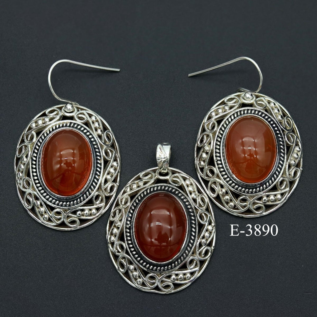 E-3890 Carnelian 925 Sterling Silver Jewelry