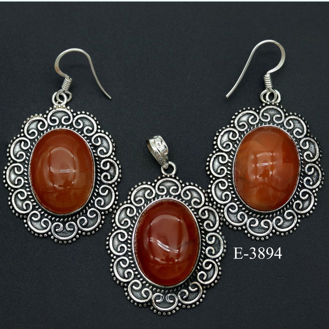 E-3894 Carnelian 925 Sterling Silver Jewelry