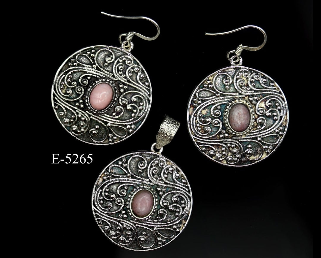 E - 5265 Pink Opal 925 Sterling Silver Jewelry 26 g.Crystal River Gems