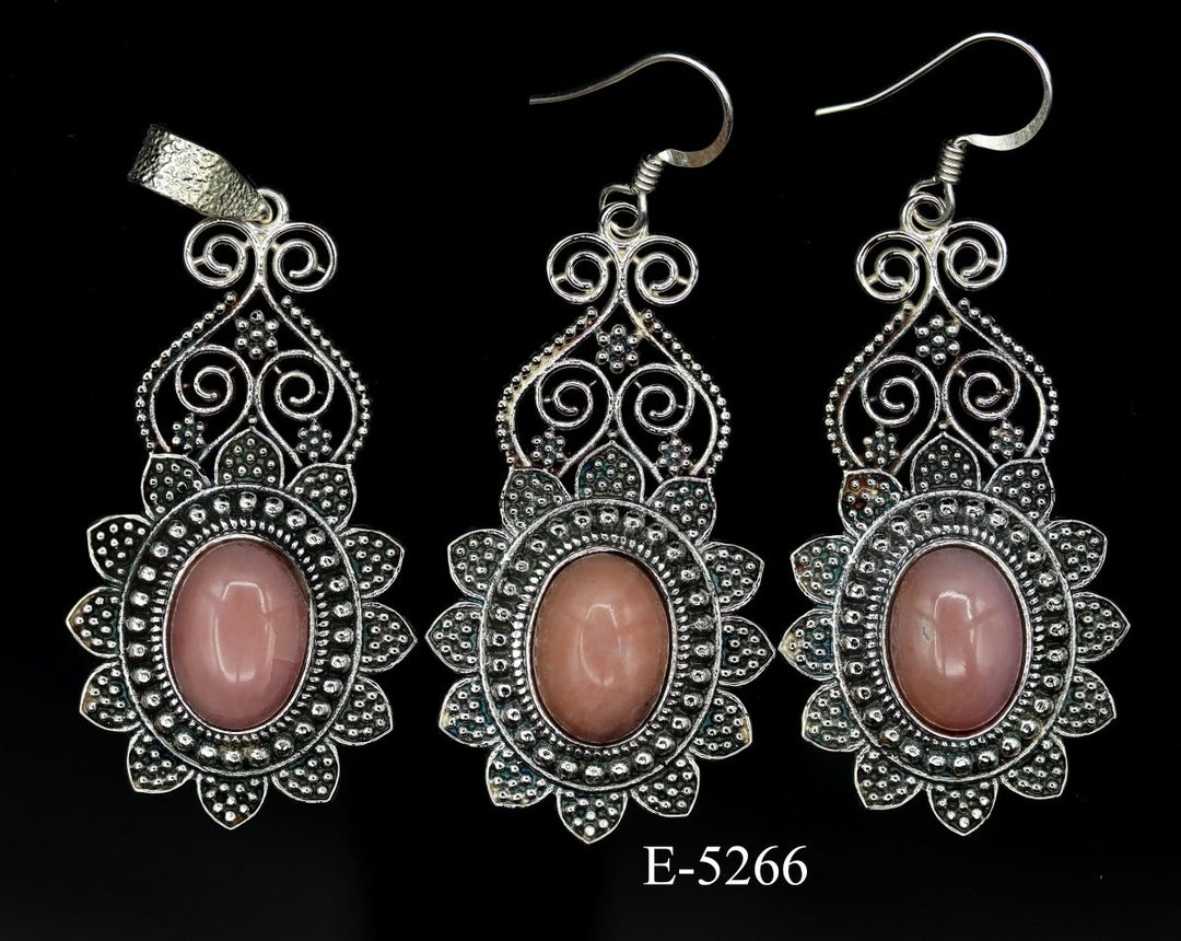 E-5266 Pink Opal 925 Sterling Silver Jewelry 25 g.