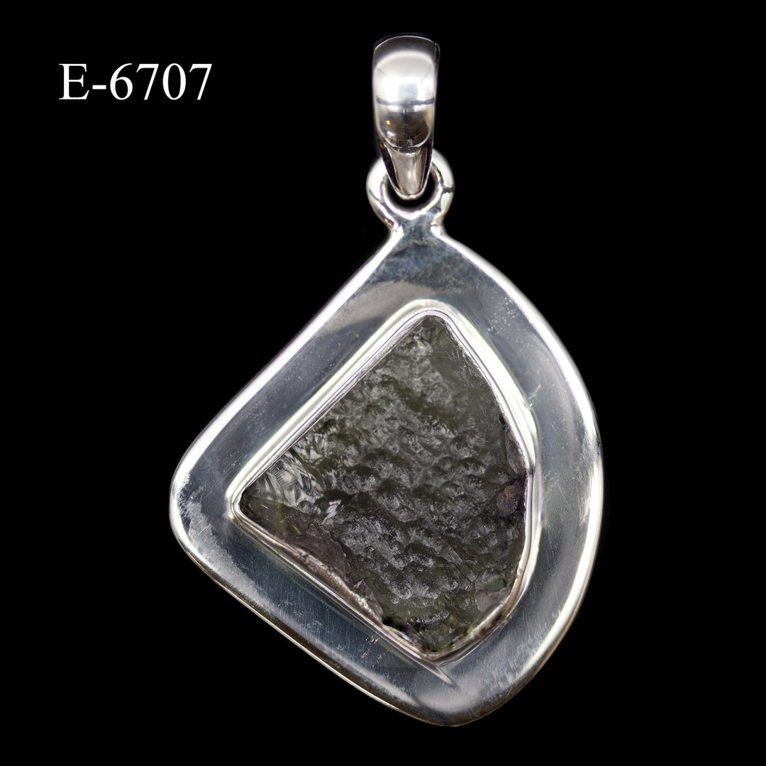 E - 6707 Moldavite 925 Sterling Silver PendantCrystal River Gems
