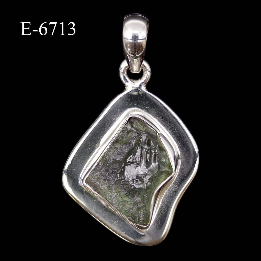 E-6713 Moldavite 925 Sterling Silver Pendant