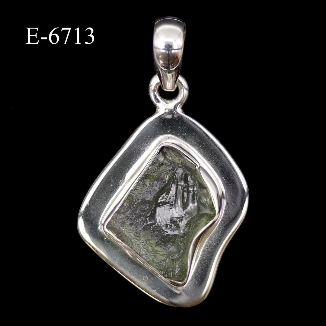 E - 6713 Moldavite 925 Sterling Silver PendantCrystal River Gems