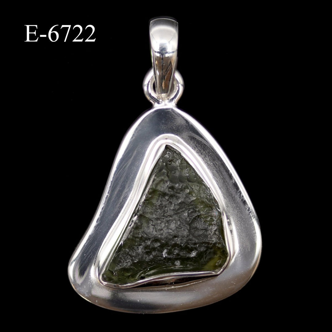 E - 6722 - Moldavite 925 Sterling Silver PendantCrystal River Gems