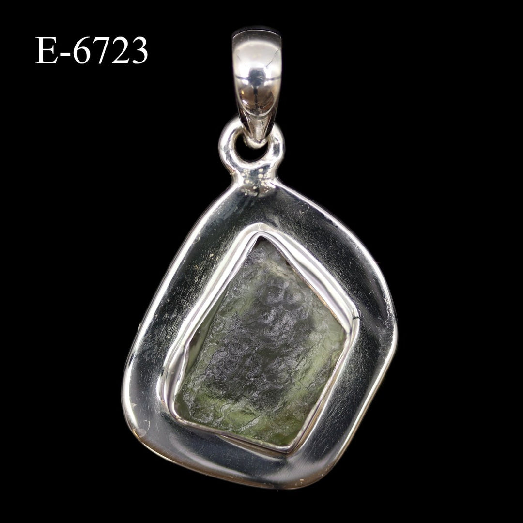 E - 6723 Moldavite 925 Sterling Silver PendantCrystal River Gems