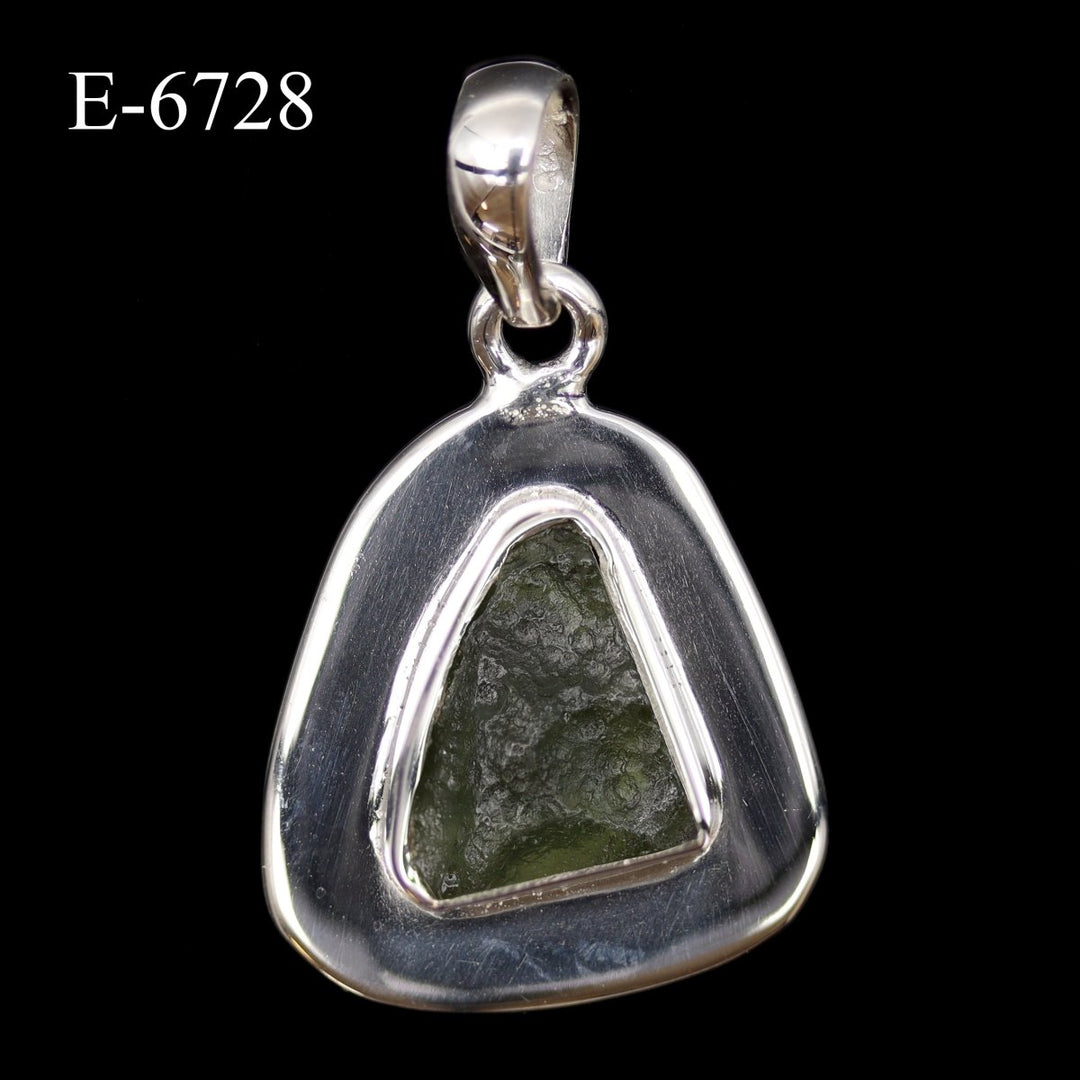 E - 6728 Moldavite 925 Sterling Silver PendantCrystal River Gems
