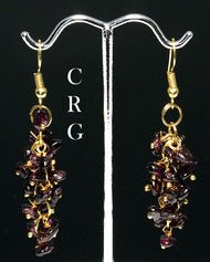 Garnet Grape Cluster Earrings with Gold Plating / 1.75 - 2" AVG - 1 PAIRCrystal River Gems