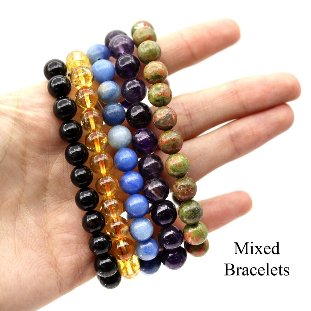 100 qty - Gemstone Stretch Bracelets 8mm Beads mixCrystal River Gems