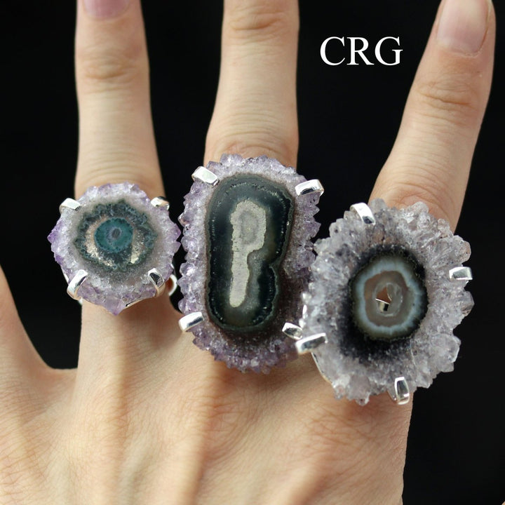 Amethyst Stalactite Adjustable Ring - Silver Plated - QTY 1Crystal River Gems