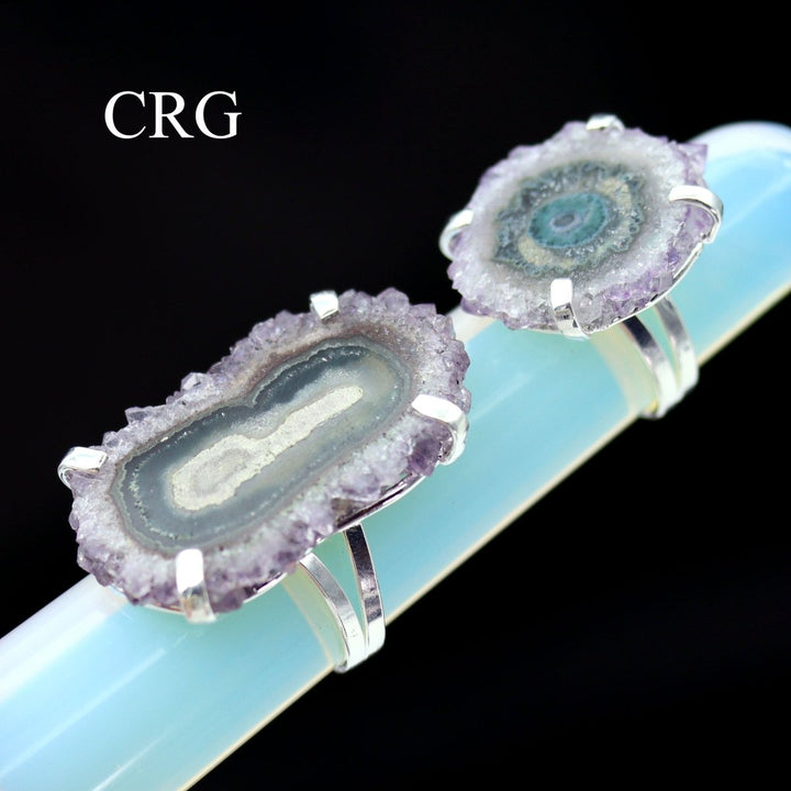 Amethyst Stalactite Adjustable Ring - Silver Plated - QTY 1Crystal River Gems