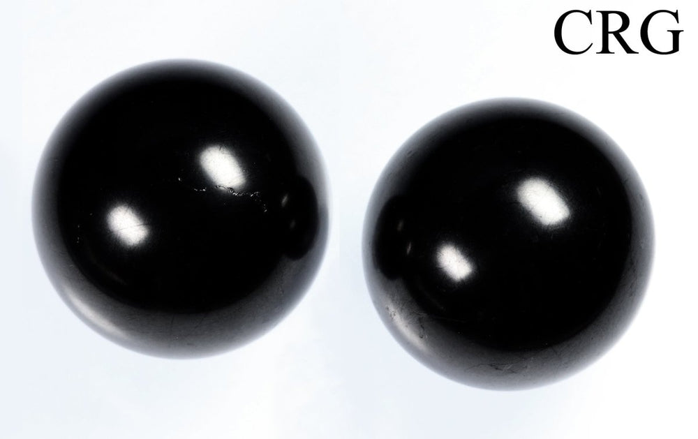 Shungite Hand Massage Balls with Velvet Pouch / 40mm AVG - 1 PAIRCrystal River Gems
