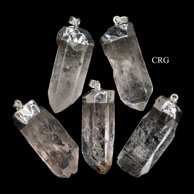 Crystal Quartz Point Pendant with Silver Plating - 1"-2" - SET OF 4