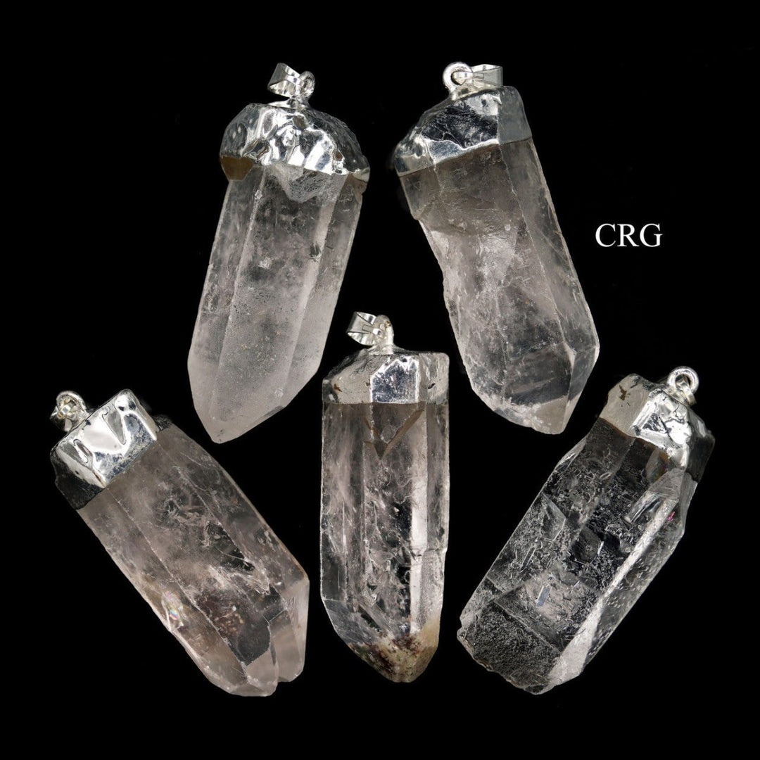 Crystal Quartz Point Pendant with Silver Plating - 1" - 2" - SET OF 4Crystal River Gems