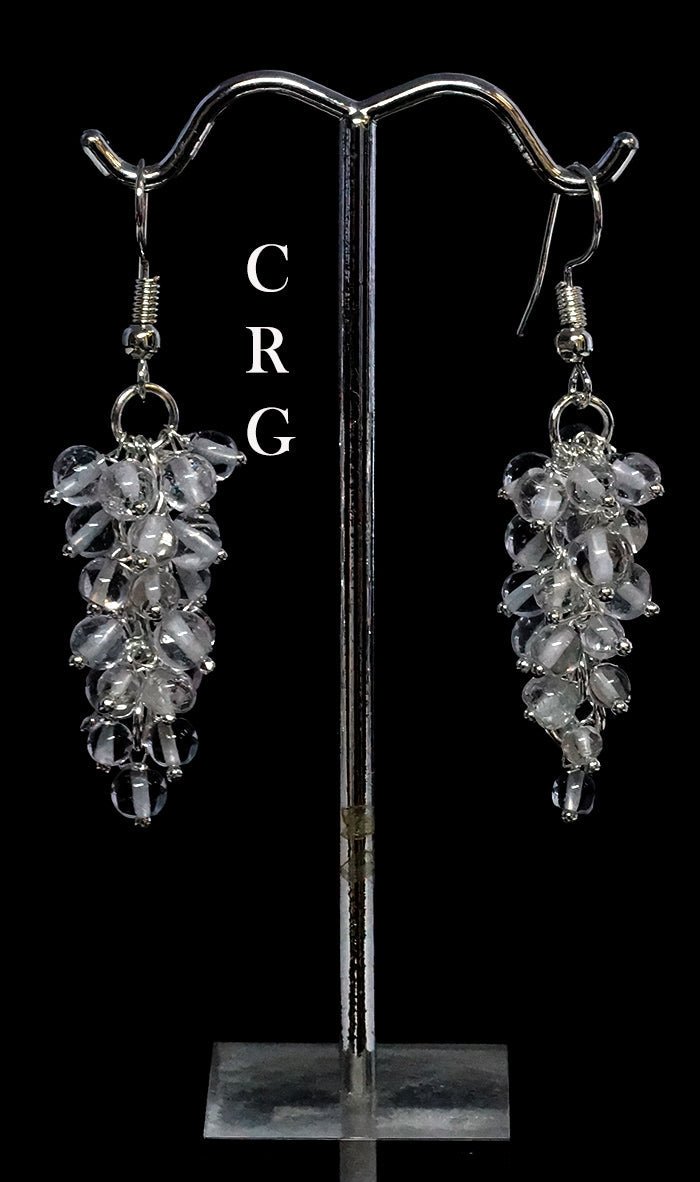 Crystal Quartz Grape Cluster Earrings with Silver Plating / 1.75 - 2" AVG - 1 PAIRCrystal River Gems