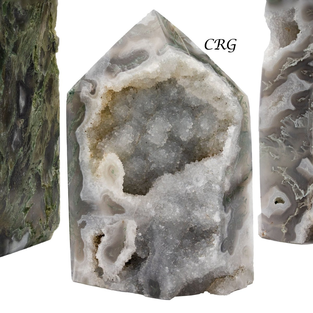2 KILO LOT - Moss Agate Druzy Towers / Mixed Sizes