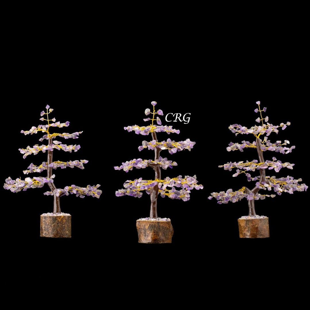 Amethyst 300 Chip Tree with Wood Base and Gold Wire (1 Piece) Size 9 Inches Crystal Gemstone TreeCrystal River Gems