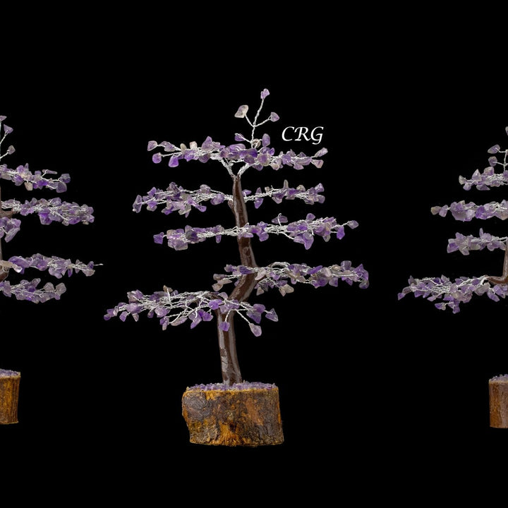 Amethyst 300 Chip Tree with Wood Base and Silver Wire (1 Piece) Size 9 Inches Crystal Gemstone TreeCrystal River Gems