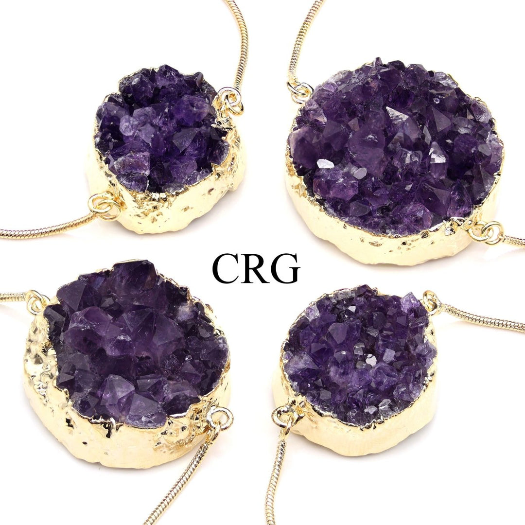 Amethyst Druzy Bracelet with Gold Plating (1 Piece) Size 1 to 2 Inches Crystal JewelryCrystal River Gems